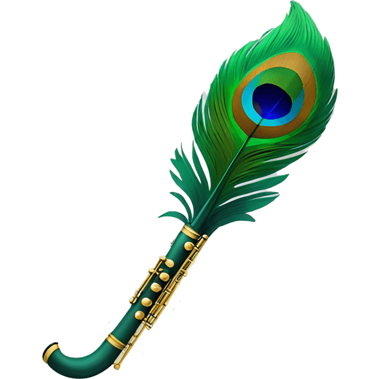 Flute with peacock feather  emoji