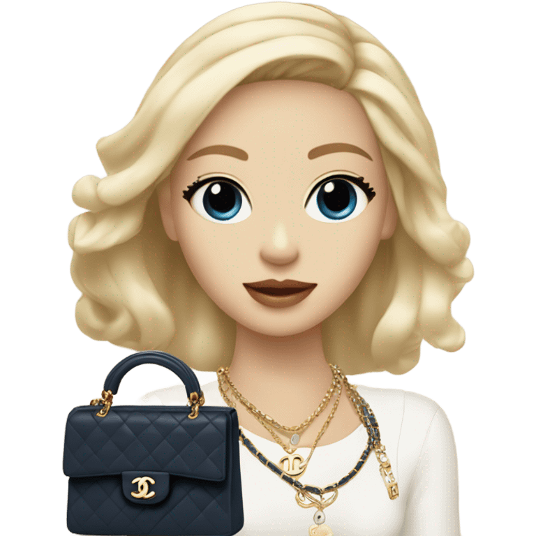 Blonde Chanel blue eyes Asian Girl with Birkin bag and Chanel necklace emoji