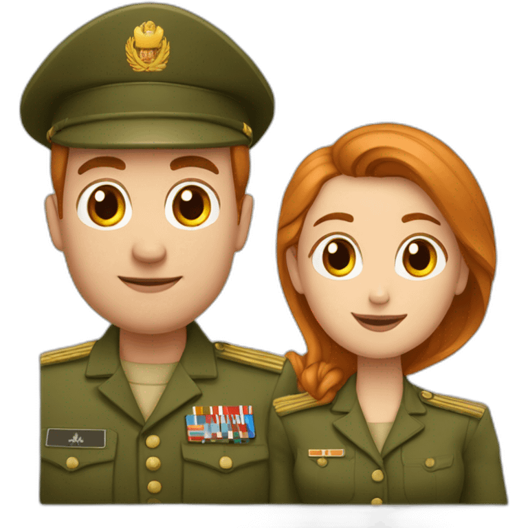 Un couple avec un mari militaire roux  emoji