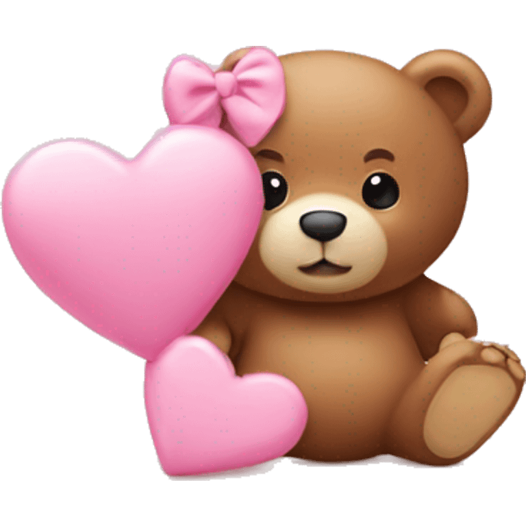 Baby pink heart and a bear emoji