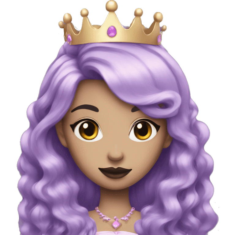 goth princess with crown half pastel pink and half pastel purple hair emoji