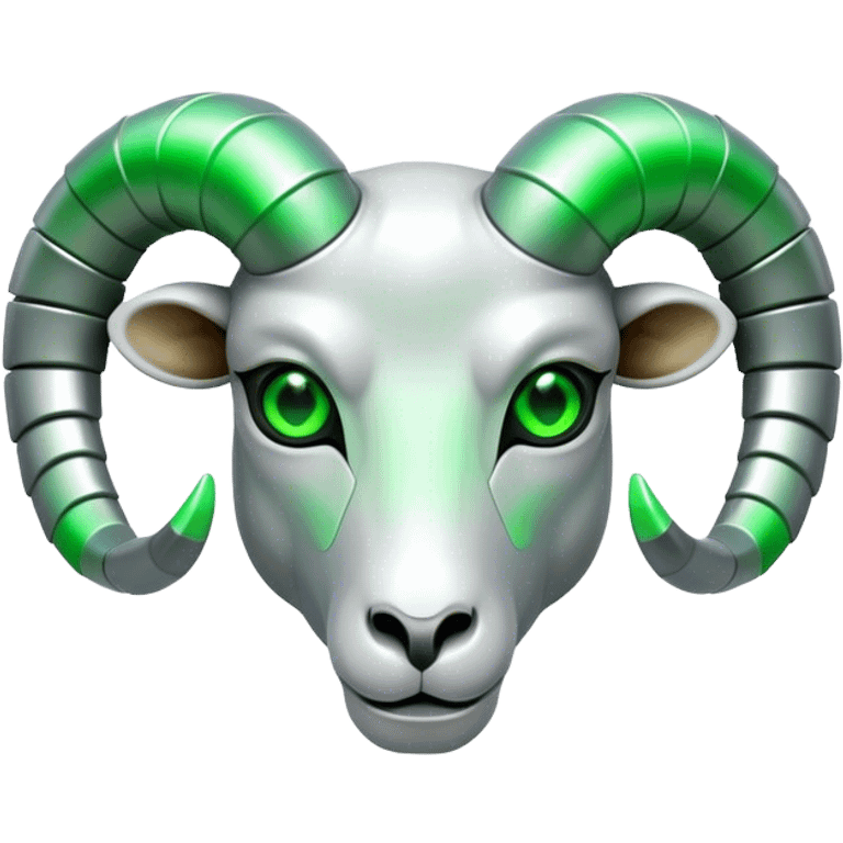 Futuristic Ram(Goat) head green glowing eyes emoji