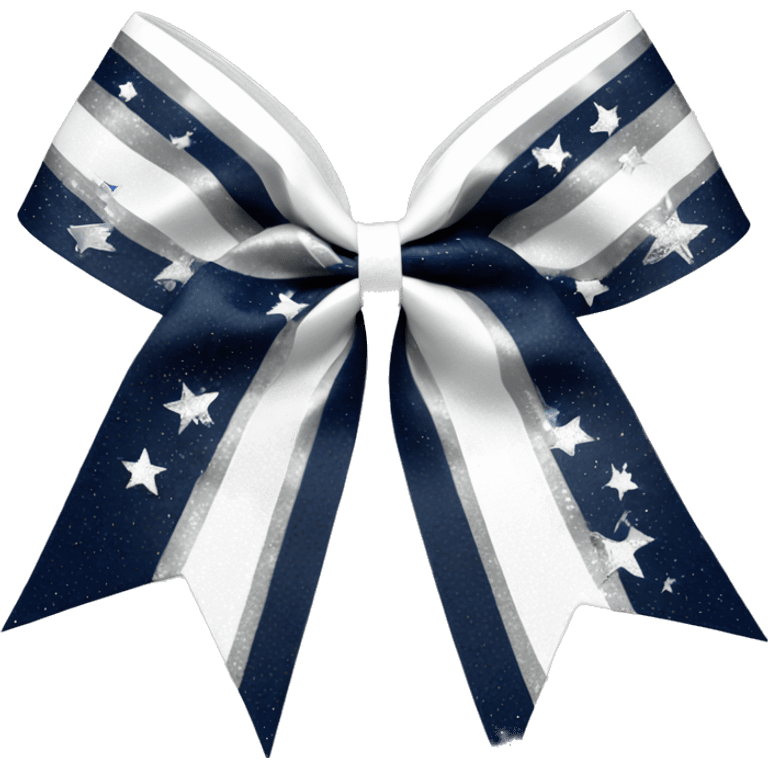 all star cheer bow with white navy and silver emoji