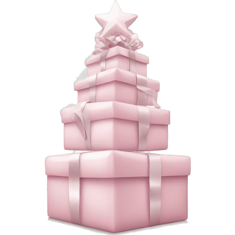 Light pink Christmas gifts under a white Christmas tree  emoji