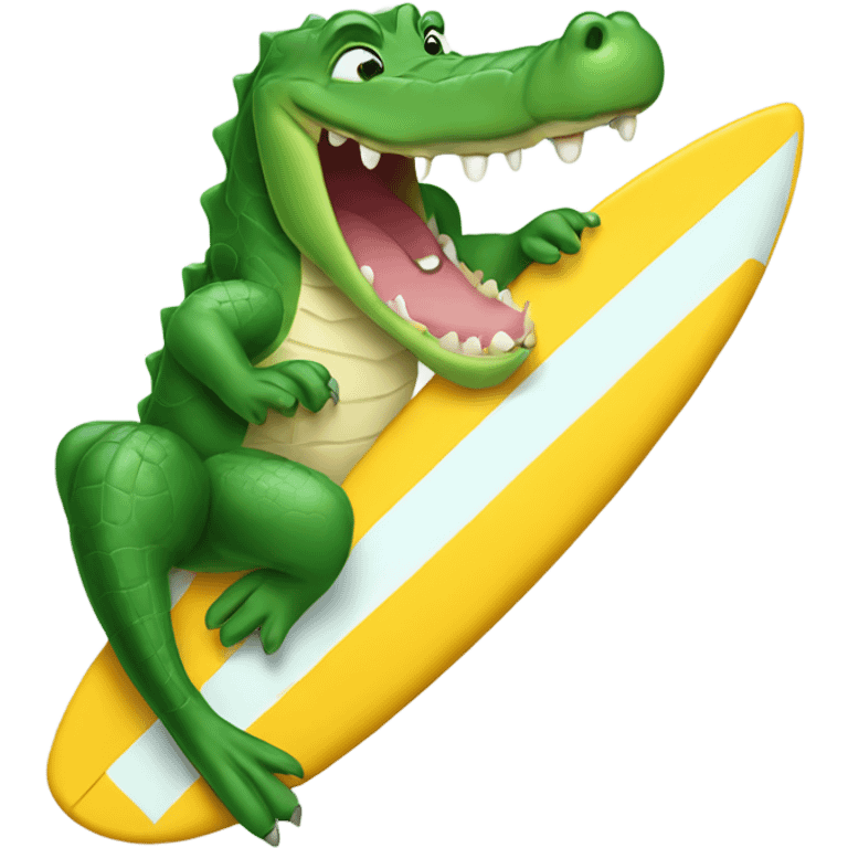 alligator biting into a surfboard emoji