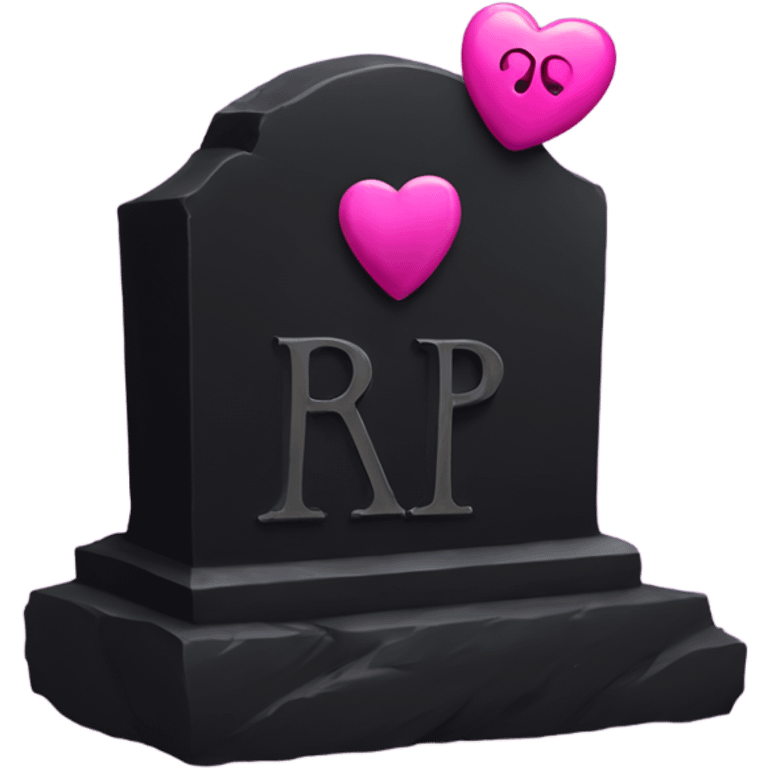 a black Grave with the letters RIP in a dark pink heart emoji