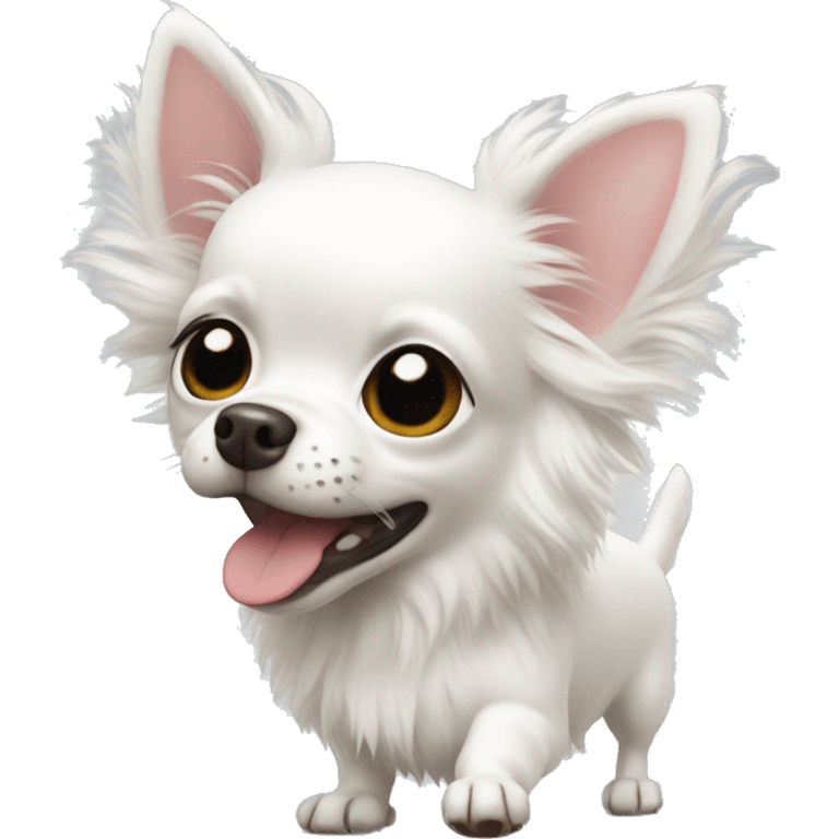 White long fur chihuahua playful emoji