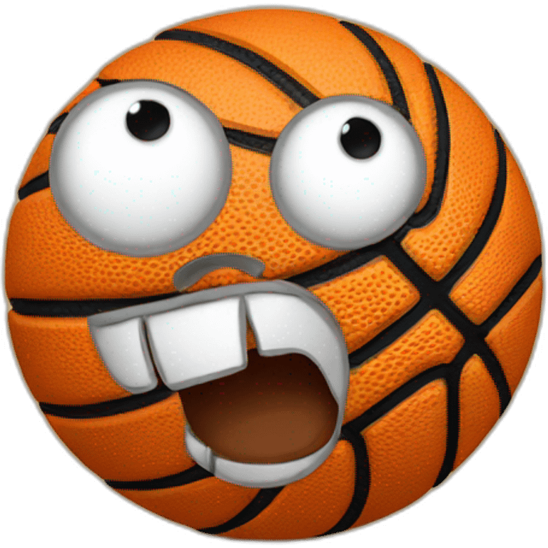 Basketball with open mouth and googly eyes emoji