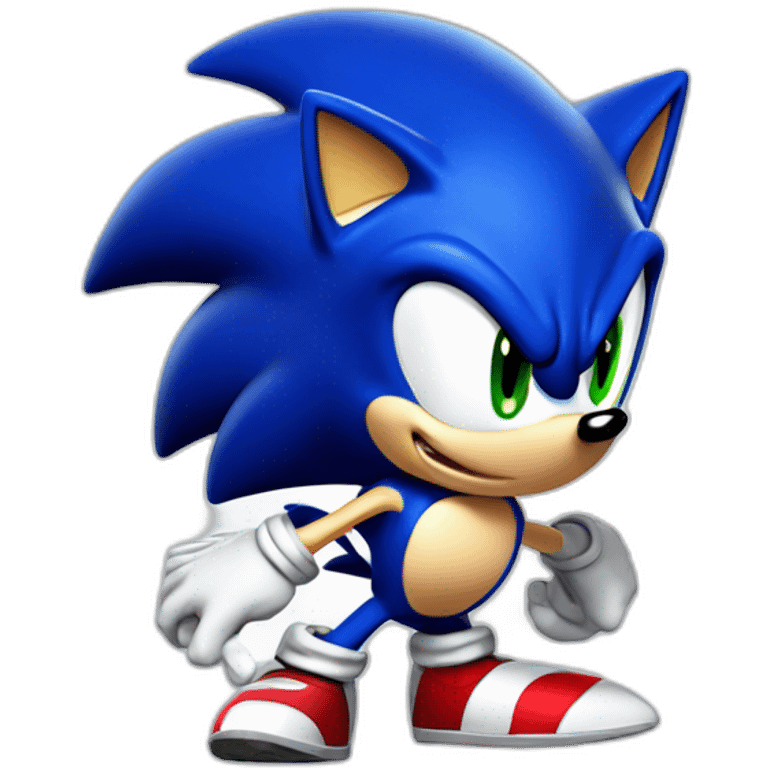 Sonic The Hedgehog from SEGA, Blue Fur with a green eyes, Sonic Unleashed style emoji