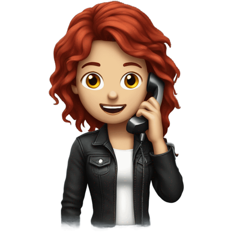 Dark red haired rockstar girl talking on the phone emoji