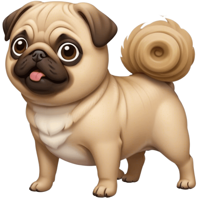 Pug blowing in wind emoji