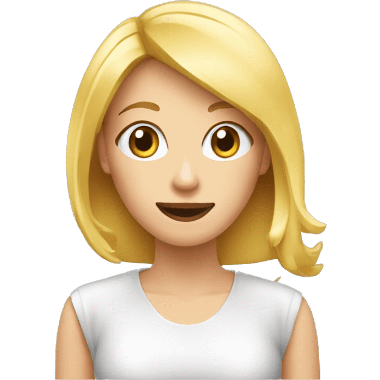 Fille blonde qui mange un steak emoji