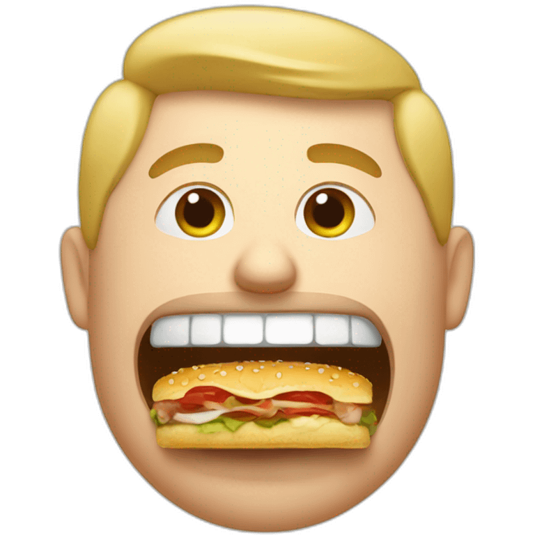 A white man eats Hamburg emoji