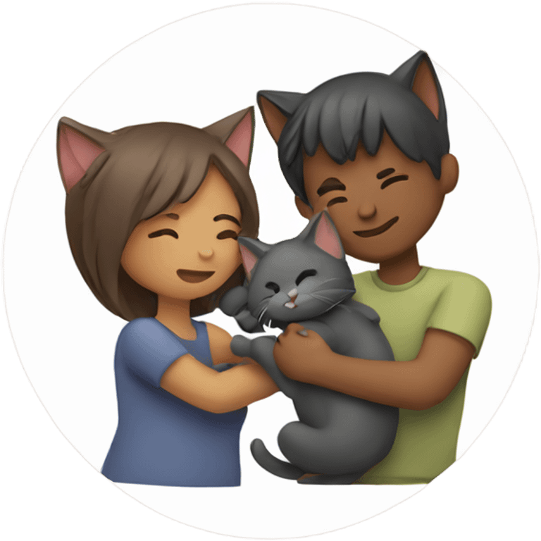 Couple hugging their cat emoji