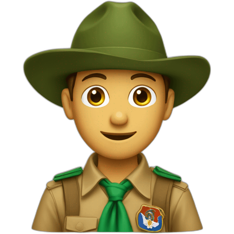 One french boyscout with a campaign hat; brown hat; green neckerchief emoji