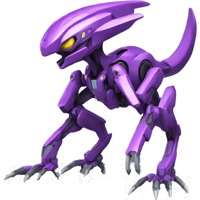 a XLR8-Genesect-Raptor-Fakémon—hybrid with a futuristic visor-helmet full body emoji