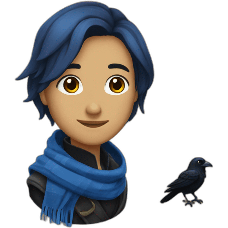 Ravenclaw raven with scarf hogwarts emoji