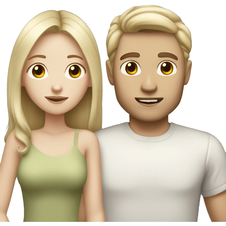 Pale brunette girl with pale blonde boyfriend  emoji