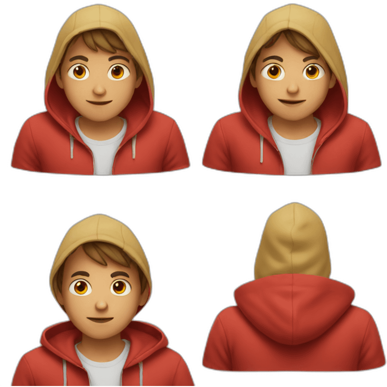 boy wearing red hoodie  emoji