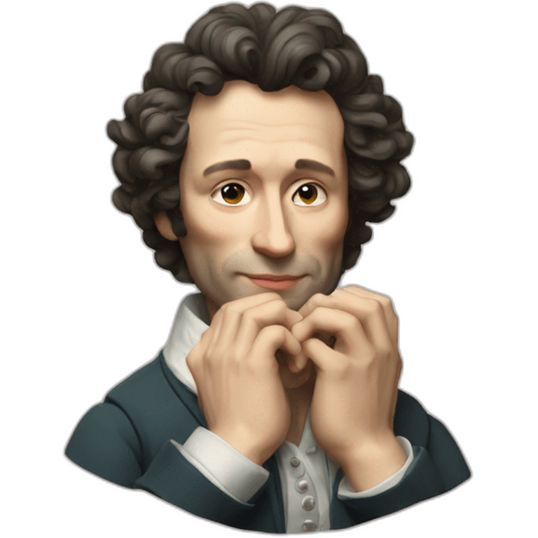 Pushkin folded his hands into a heart emoji