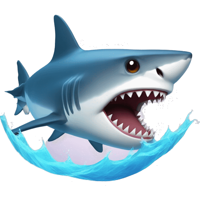 Shark with lasers in a wave emoji