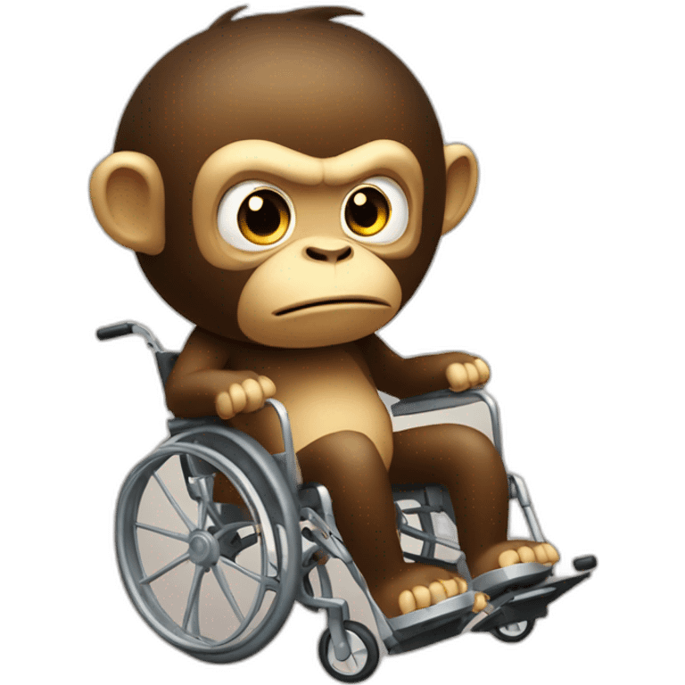 Very angry monke with small angry eyes cute rides golden wheelchair emoji