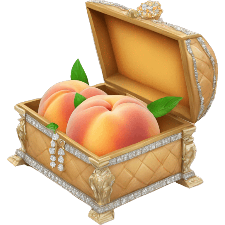 Peach cake in a treasure box with flowers and diaonds emoji