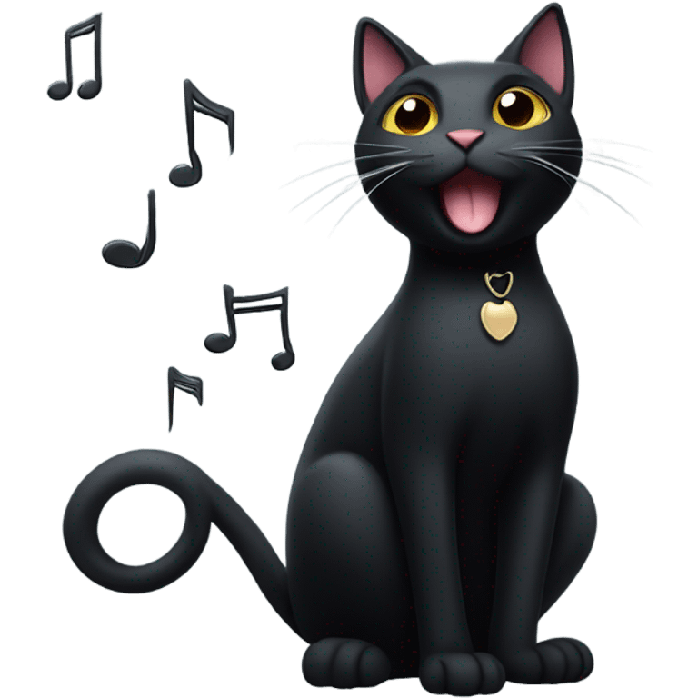 Black cat singing beautifully  emoji