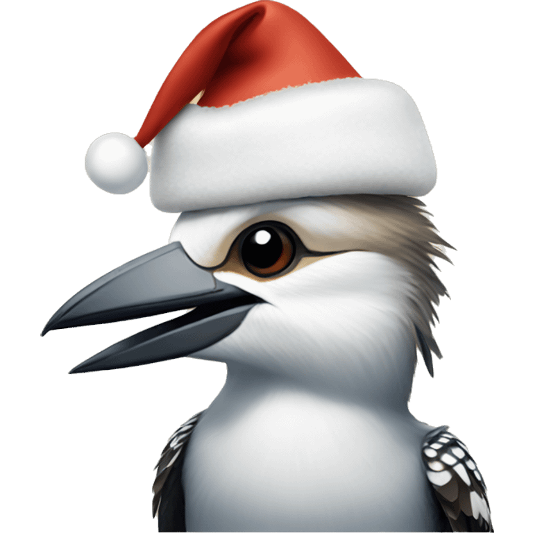 A kookaburra wearing a Christmas hat emoji