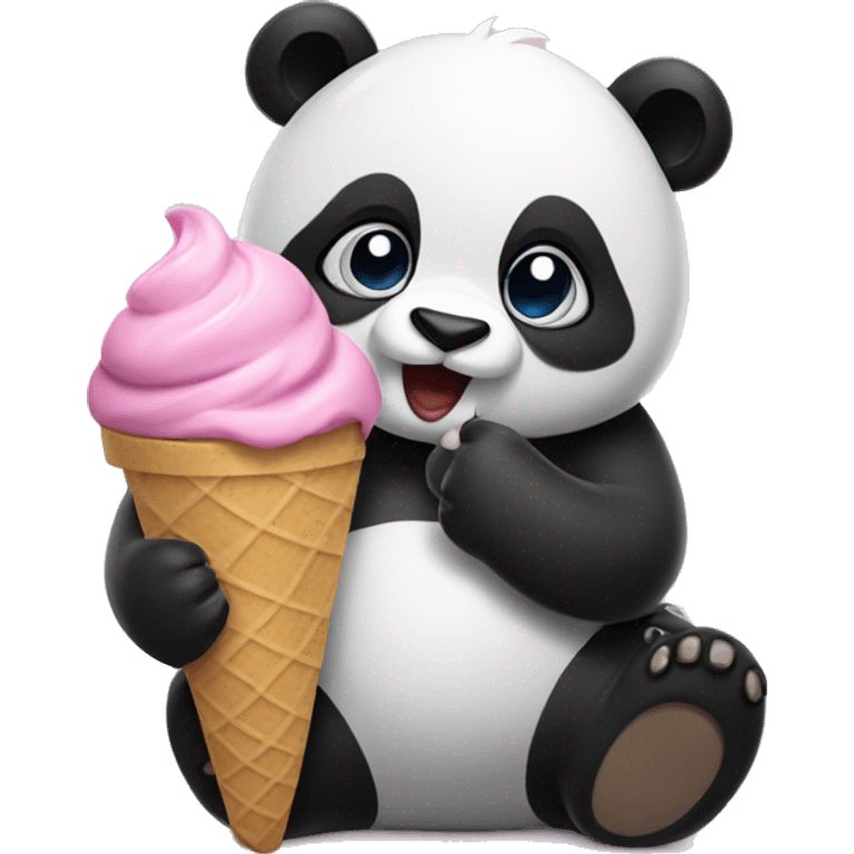 Panda eating ice cream emoji