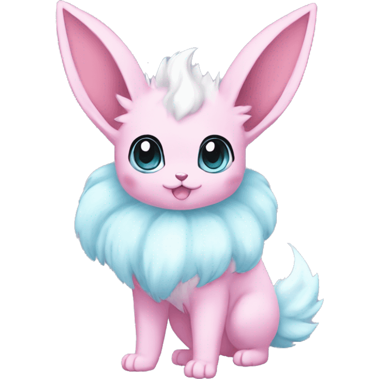 Kawaii Pastel Cotton-Candy-Colore Eeveelution-Cute-Pokémon-fusion full body emoji