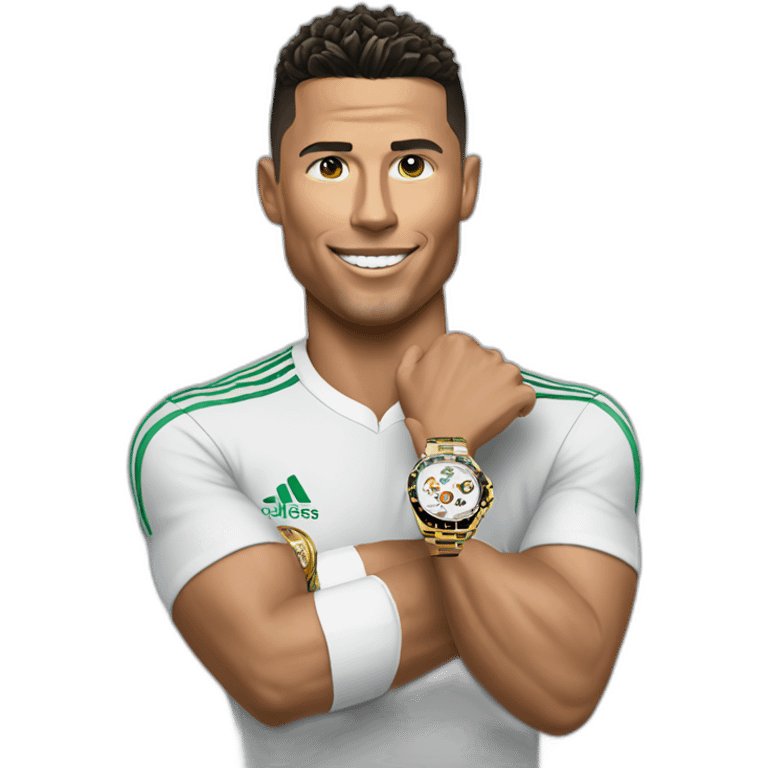 Ronaldo with rolex on his hand emoji