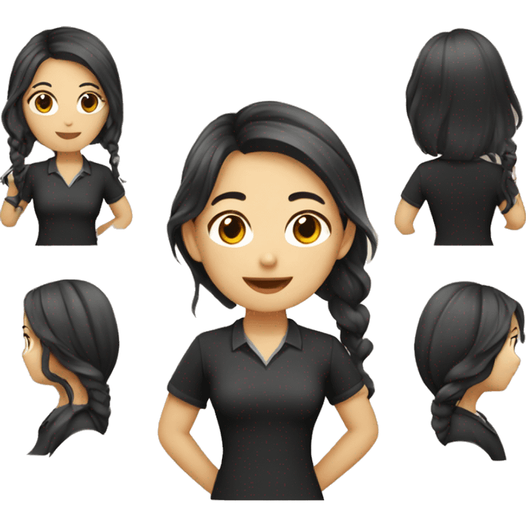 Asian wavy hair girl wearing black shirt teacher  emoji