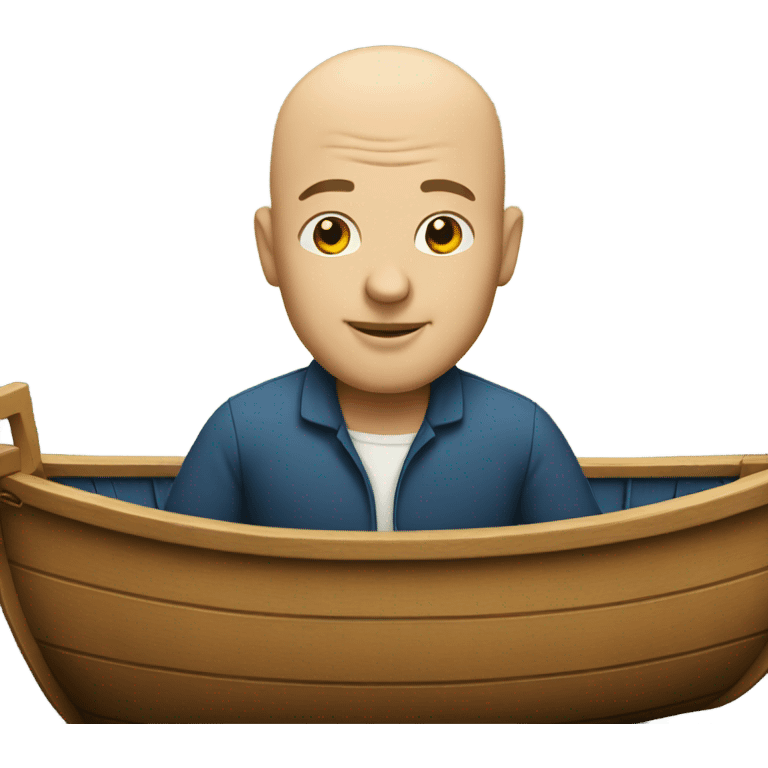 Bald man on a boat emoji