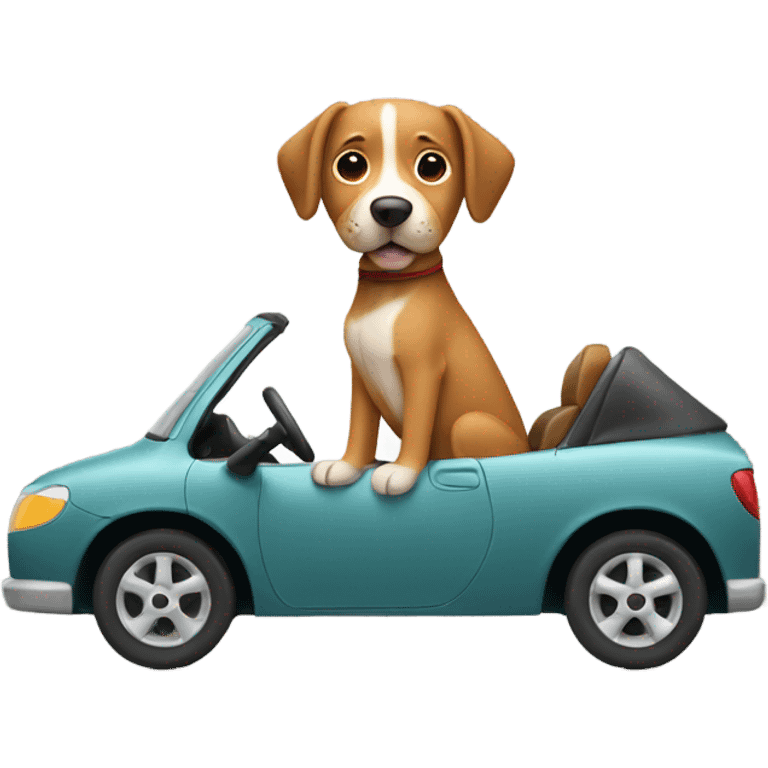 Light brown dog driving a car emoji