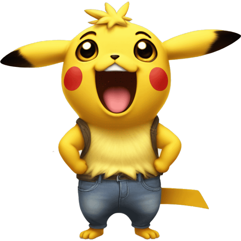 a singular surprised pikachu, in the style of a cartoon targeted towards grown men, realistic emoji