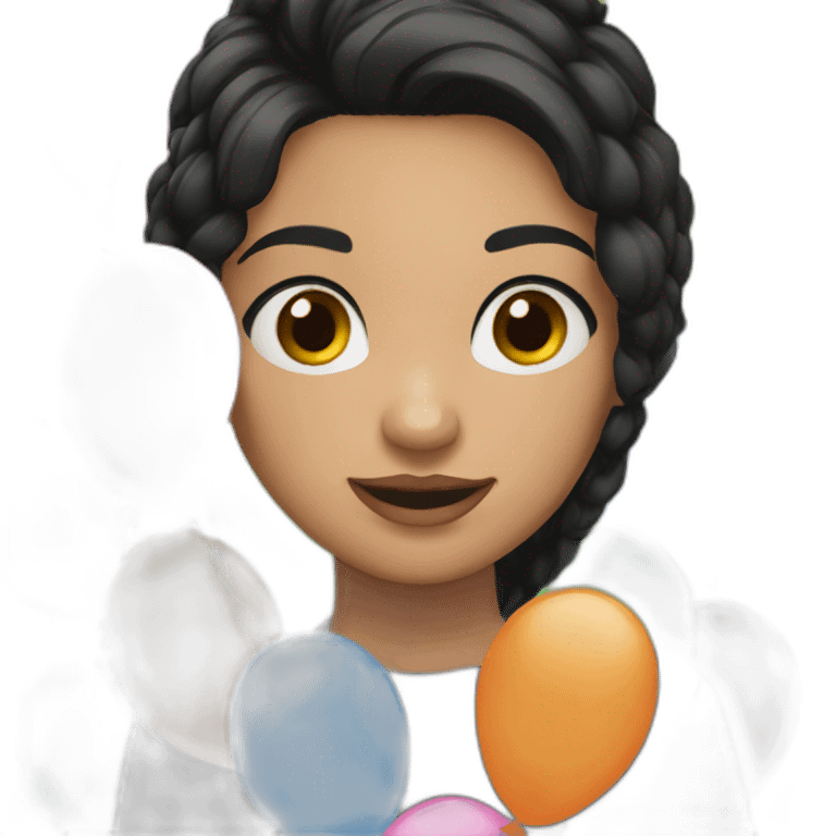 girl in black hair with balloons  emoji