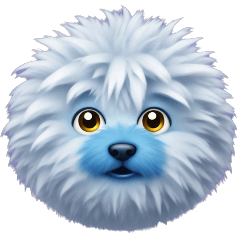 blue fluffy ball with purple spots emoji