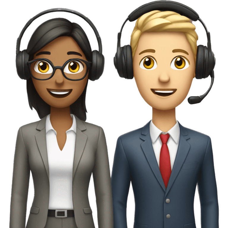 four sales agents wearing a headset with mic emoji