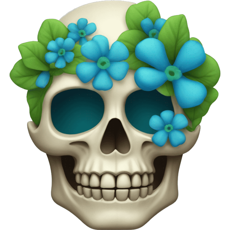 skull with green-blue flowers emoji