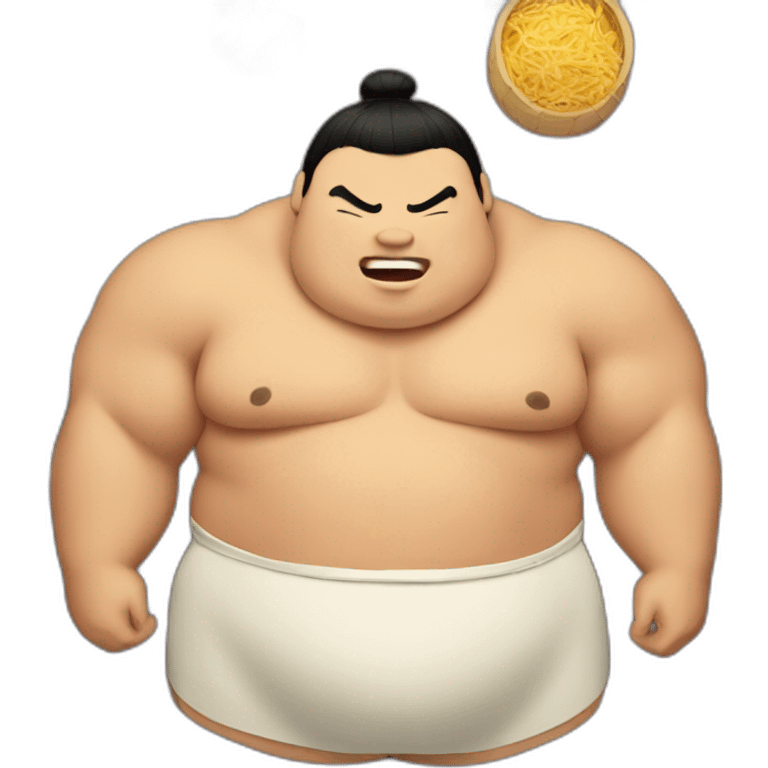 sumo wrestler surrounded by food emoji