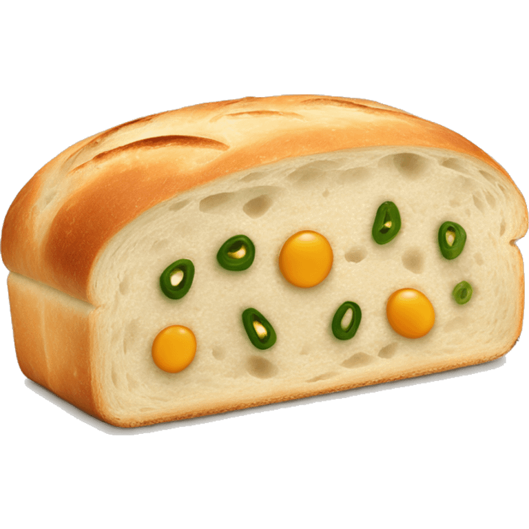 Jalepeno Cheddar Sourdough Loaf of Bread  emoji