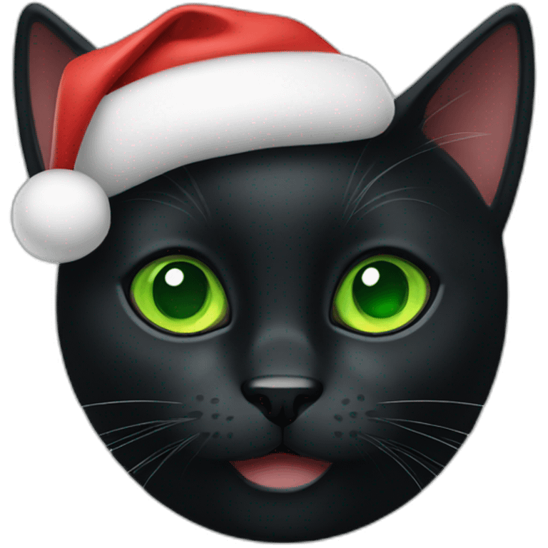 christmas black cat with green eyes emoji