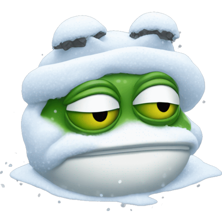 pepe the frog covered in snow emoji