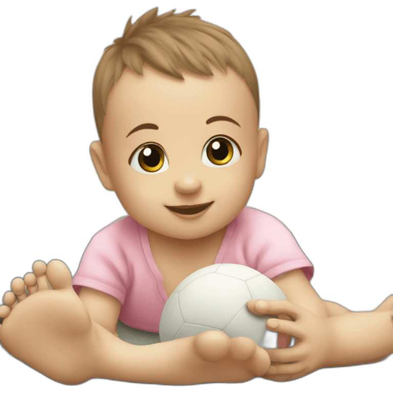 Baby playing baby foot emoji