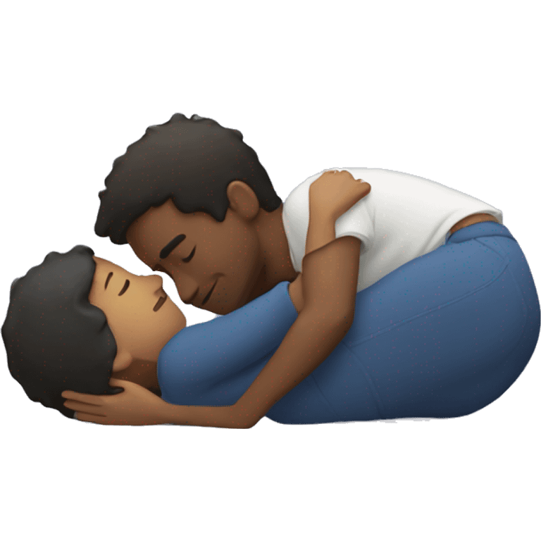 Two people hugging lying down emoji