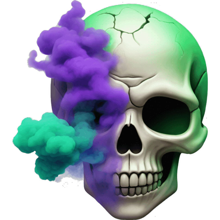 Skull with purple and green smoke emoji