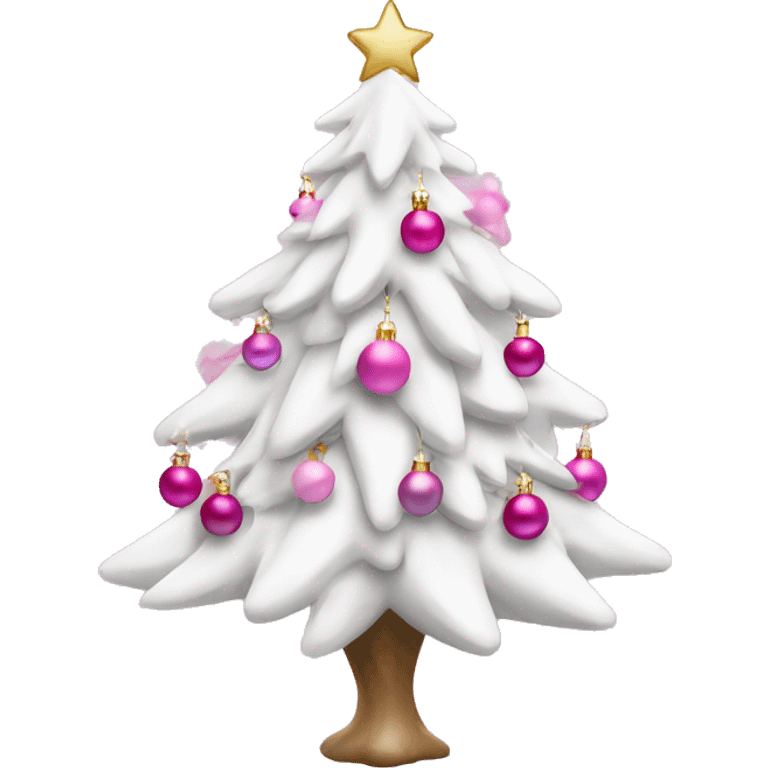 white christmas tree with pink ornaments emoji