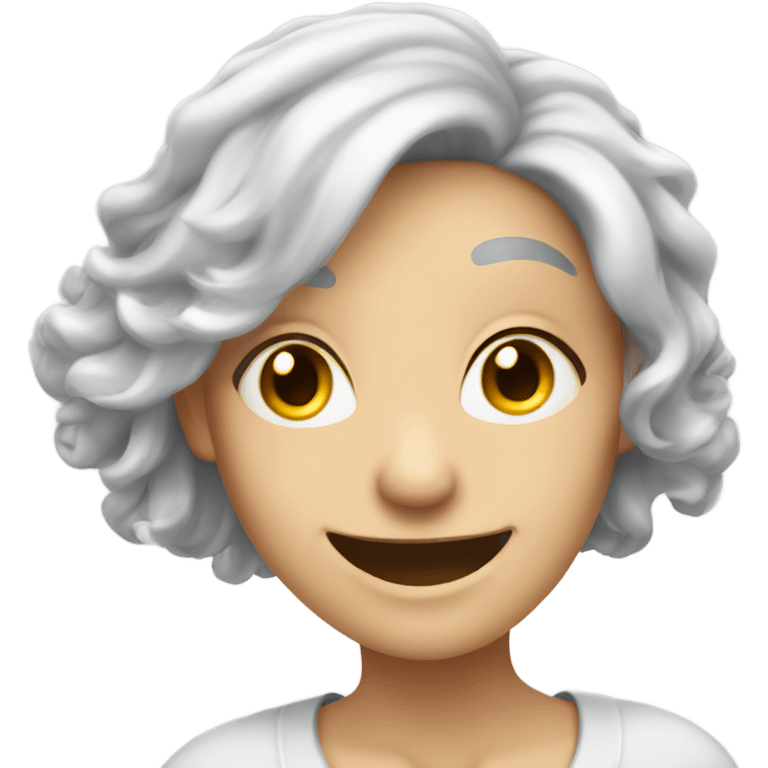 silver hair lady, smiling, happy to help emoji