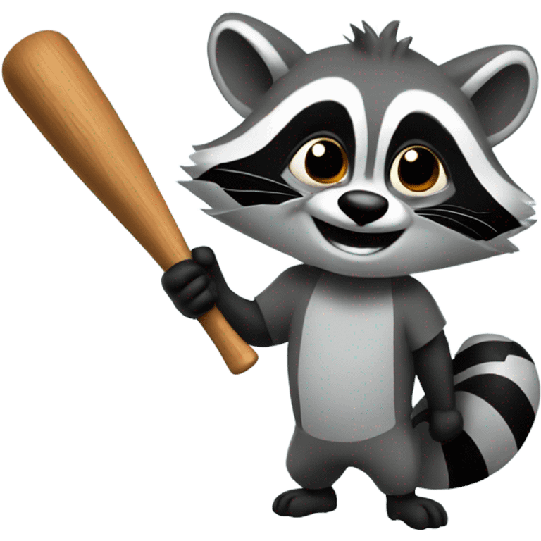 Raccoon holding baseball bat emoji